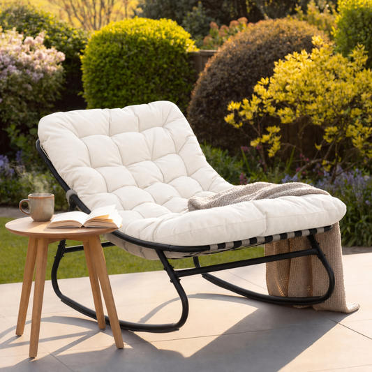 Solace Outdoor Rocking Chair - White - Hanging Egg Chair