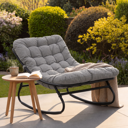 Solace Outdoor Rocking Chair - Light Grey - Hanging Egg Chair