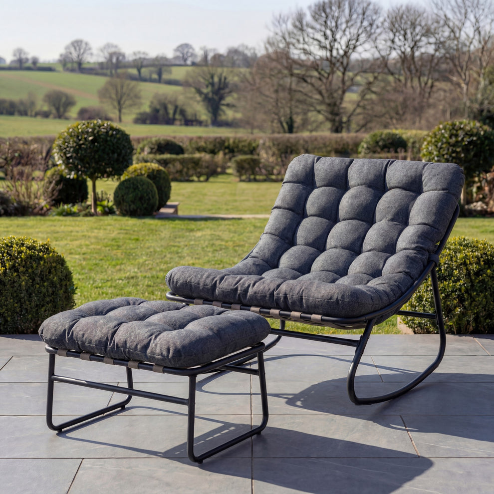 Small Rocker Stool Solace Outdoor Rocking Chair + Stool - Grey – Comfy Egg